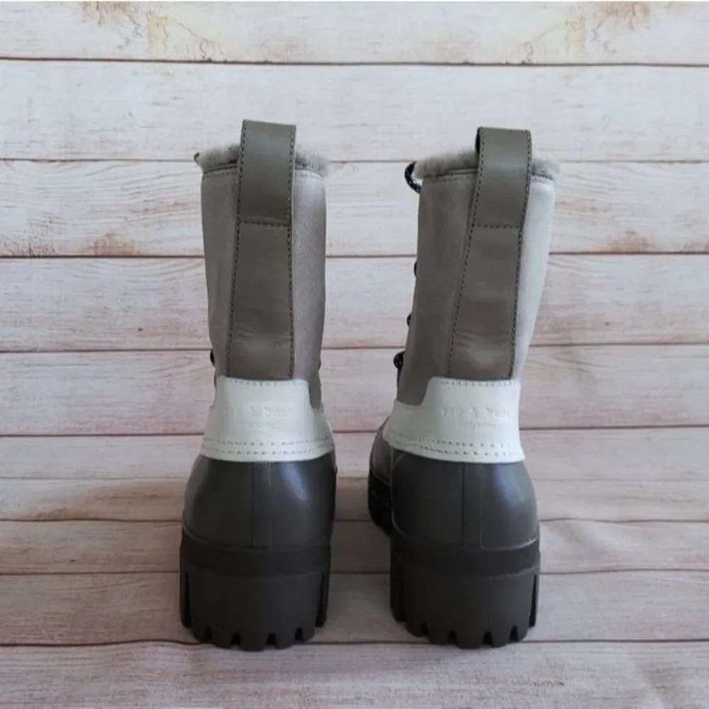 Rag & Bone Snow Winter Thermal Water Resistant Suede Rubber Shearling Boots 38